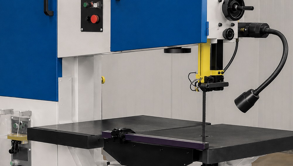 Vertical metal-cutting band saws