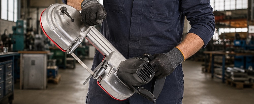 Portable metal-cutting band saws