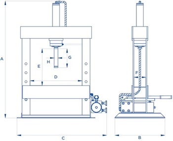 OMCN 153 Bench hydraulic press with manual lever control and maximum force of 10 tonnes