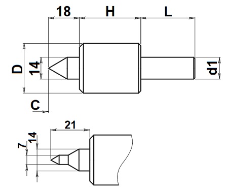 172.200F2 Rotating live centres with cylindrical shank, 2mm compression stroke for single and multi-spindle lathes - Supplied with insert