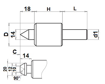 172.200F3 Rotating live centres for single and multi-spindle lathes with cylindrical shank, 2mm compression stroke- Supplied insert