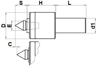 172.400 Rotating live centres with compression stroke 3mm and cylindrical shank for single and multi-spindle lathes with Standard interchangeable insert 60°