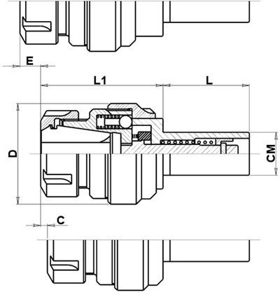 192.CMA Porta maschi ad estrazione e compressione con pinza ER25, ER32, ER40 attacco cono Morse CM3