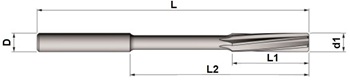 220-R UTENSILERIA OSSOLANA Alesatori in HSSE tipo DIN 212 UNI 6853, rivestito Futura nano, elica sinistra 6° forma B a macchina con diametro centesimale a scelta