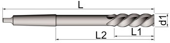 285 UTENSILERIA OSSOLANA Alesatori a macchina finitori in HSSE con diametro a scelta da Dia. 5mm a Dia. 40mm H7 e taglienti da Z=3 a Z=6 elica sinistra, codolo Cono Morse da CM1 a CM4