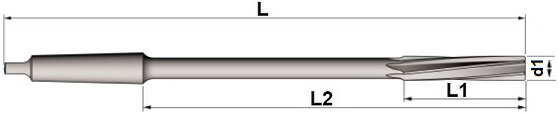 290 UTENSILERIA OSSOLANA Alesatori a macchina extra lunghi a progressione decimale con codolo a cono Morse, materiale tagliente HSSE, diametro di alesatura H7 a scelta