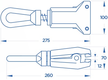 OMCN 296/SP Automatic self-locking clamp with replaceable jaws clamping thickness 100 mm