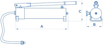 OMCN 350/A Pompa idraulica manuale completa di tubo flessibile in gomma e attacco rapido, volume olio per pompata 2.26 cm³
