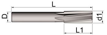 520-X UTENSILERIA OSSOLANA Alesatore in metallo duro Latuma H7 rivestito, elica sinistra a 6°, DIN 8089, diametro centesimale a scelta.