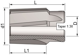 850 UTENSILERIA OSSOLANA Alesatori cilindrici a manicotto rivestito micrograna K10, taglienti elica inclinati sinistra 5°