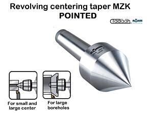 Revolving centering taper Röhm MZK, mount MT, pointed, as revolving centre for tubular workpieces and centre for machining standard workpieces - tip angle 60°