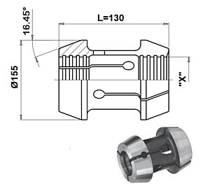 016100 Pinza a doppio cono TONDA per torni monomandrino Ø155 - L=130