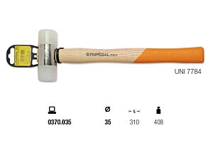 0370.035 MAZZUOLA TESTE IN POLIURETANO Ø35, lunghezza 310mm UNI 7784 - Manico legno 