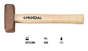0373.905 MAZZUOLA RAME MUNDIAL Gr.500 - Manico in legno