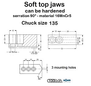 46402 Set composto di tre griffe superiori morbide, temprabili con dentatura a 90° per  autocentrante Röhm DURO-A -135