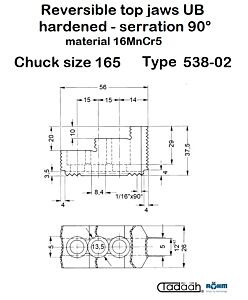 46404 Set composto di tre griffe reversibili, temprate con dentatura a 90° per  autocentrante Röhm DURO-A -165
