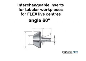 Interchangeable inserts Röhm for tubular workpieces for FLEX live centres - 60°