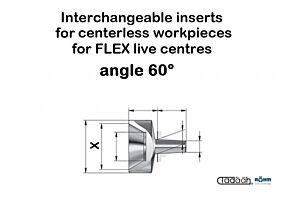 Interchangeable inserts Röhm for centerless workpieces for FLEX live centres - 60°
