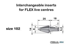070719 Cuspide intercambiabile Röhm 60° VL prolungata per contropunta FLEX-102