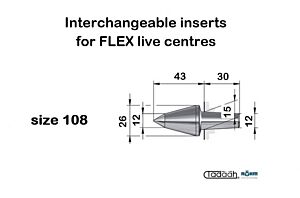 070721 Cuspide intercambiabile Röhm 60° VL prolungata per contropunta FLEX-108