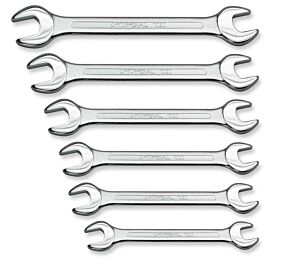 1021.060 SERIE 6 CHIAVI A FORCHETTA finitura cromata teste lucide - Scatola cartone, SET DOUBLE ENDED OPEN WRENCHES - box. 1021060