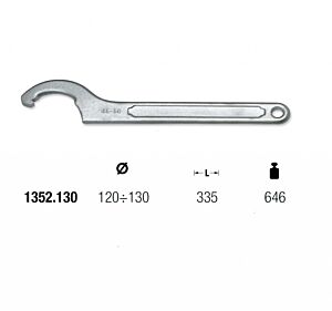 1352.130 CHIAVE A SETTORE FISSA MUNDIAL Ø120÷130 L=335 NASELLO QUADRO