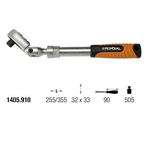 1405.910 UMSCHALTBARE 1/4"-TELESKOP-RATSCHE - GEGLIEDERT 32 x 33 - L=255/355 - Griff 90