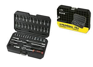 MUNDIAL 1442.010 Valigetta in plastica con kit 46 utensili professionali Bussole - Accessori - Inserti 1/4” da 4 a 14 mm