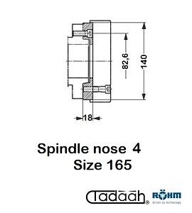 145125 Röhm DURO - A-165, Flangia intermedia di adattamento per autocentrante a 3 griffe-Naso mandrino 4