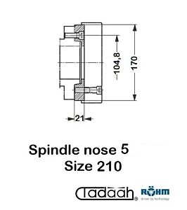 145127 Röhm DURO - A-210, Flangia intermedia di adattamento per autocentrante a 3 griffe-Naso mandrino 5