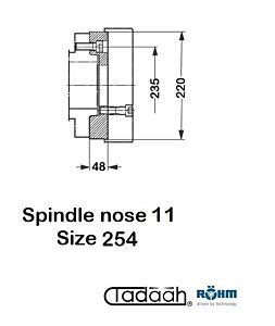 145143 Röhm DURO - A-254, Flangia intermedia di adattamento per autocentrante a 3 griffe-Naso mandrino 11