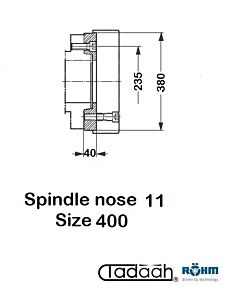 145147 Röhm DURO - A-400, Flangia intermedia di adattamento per autocentrante a 3 griffe-Naso mandrino 11