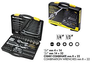 MUNDIAL 1557.010 Valigetta 88 utensili professionali BUSSOLE - CHIAVI COMBINATE - CHIAVI MASCHIO da 8 a 32 mm