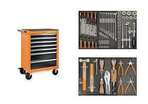 MUNDIAL 1810.064 Carrello completo di 64 utensili con piano di lavoro in gomma e 7 cassetti
