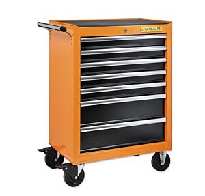 MUNDIAL 1810.210 Professional transportable tool trolley with rubber work surface - Empty - 7 drawers - Load capacity 700 kg