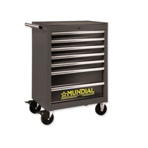 MUNDIAL 1810.210-G Carrello porta attrezzi professionale, colore grigio, trasportabile con piano di lavoro in gomma - Vuoto - 7 cassetti - Carico 700 Kg