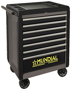 MUNDIAL 1812.312-G Carrello-PRO porta attrezzi professionale trasportabile con piano di lavoro in ABS grigio - 232 utensili - 7 cassetti - Carico 1000 kg