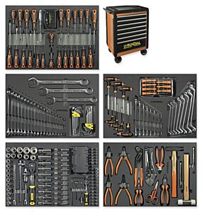 MUNDIAL 1812.360 Carrello completo di 287 utensili professionali con 7 cassetti e piano di lavoro in ABS