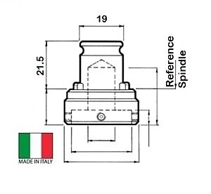 TD0136BUFIL19 Bussole portafiliera per mandrino maschiatore con gambo dia. 19mm senza frizione registrabile, sede filiera a scelta