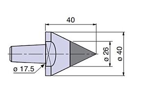 20204W Nuova PTM Cuspide intercambiabile con inserto in metallo duro Ø26 per contropunte fissa e rotante, cono morse 4/5, Lung.40, Ø40,