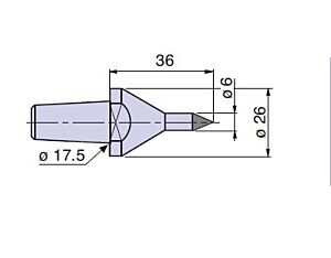 20304W Nuova PTM Cuspide intercambiabile con inserto WIDIA Ø6 per contropunte fissa e rotante, cono morse 4/5, Lung.36, Ø26