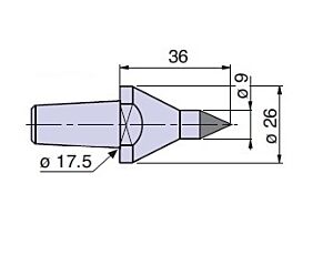 20404W Nuova PTM Cuspide intercambiabile con inserto WIDIA Ø9 per contropunte fissa e rotante, cono morse 4/5, Lung.36, Ø26