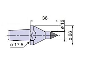 20504W Nuova PTM Cuspide intercambiabile con inserto HM Ø12 per contropunte fissa e rotante, cono morse 4/5, Lung.36, Ø26