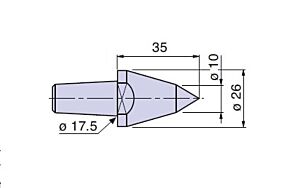 20514 Nuova PTM Cuspide intercambiabile per contropunte fissa e rotante, punta copia Dia. 10mm, cono morse 4/5, Lunghezza 35mm, Diametro 26mm.. PTM20514 Nuova PTM Interchangeable centering point for fixed and rotating dead center, Morse taper MT 4/5, Tip 