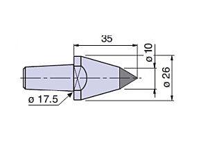 20514W  Nuova PTM Cuspide intercambiabile con inserto in metallo duro, PUNTA COPIA Ø10  per contropunte fissa e rotante, cono morse 4/5, Lung.35, Ø26