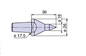 20604Nuova PTM Cuspide intercambiabile per contropunte fissa e rotante, Codolo Ø16, cono morse 4/5, Lung.36, Ø26