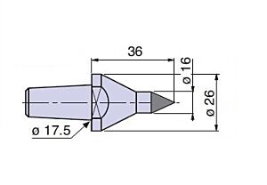 20604W Nuova PTM Cuspide intercambiabile con inserto in metallo duro Ø16 per contropunte fissa e rotante, cono morse 4/5, Lung.36, Ø26