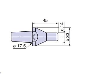 20904 Nuova PTM Cuspide intercambiabile per contropunte fissa e rotante, CODOLO CILINDRICO Ø14, cono morse 4/5, Lung.45, Ø33