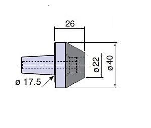 20924W Nuova PTM Cuspide intercambiabile con inserto WIDIA per contropunte fissa e rotante, cono morse 4/5, Lung.26, Ø22 - Ø40