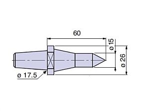 20931 Nuova PTM Cuspide intercambiabile PROLUNGATA per contropunte fissa e rotante, CODOLO Ø15, cono morse 4/5, Lung.60, Ø26